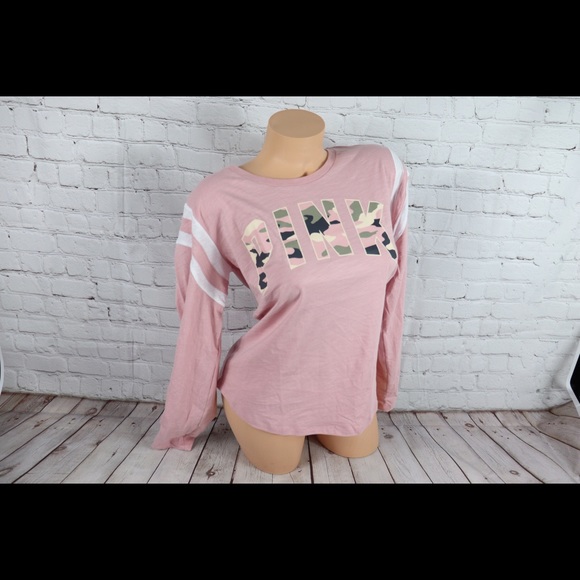 VS PINK Camp Logo Long Sleeve football Tee Shirt - Picture 4 of 8